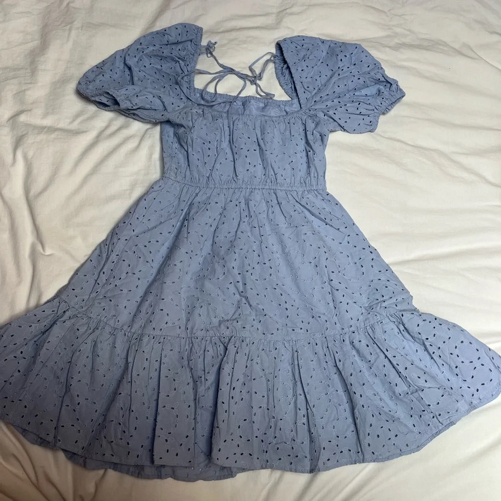 Organic Cotton Puff Sleeve Eyelet Dress - Picture 6 of 13